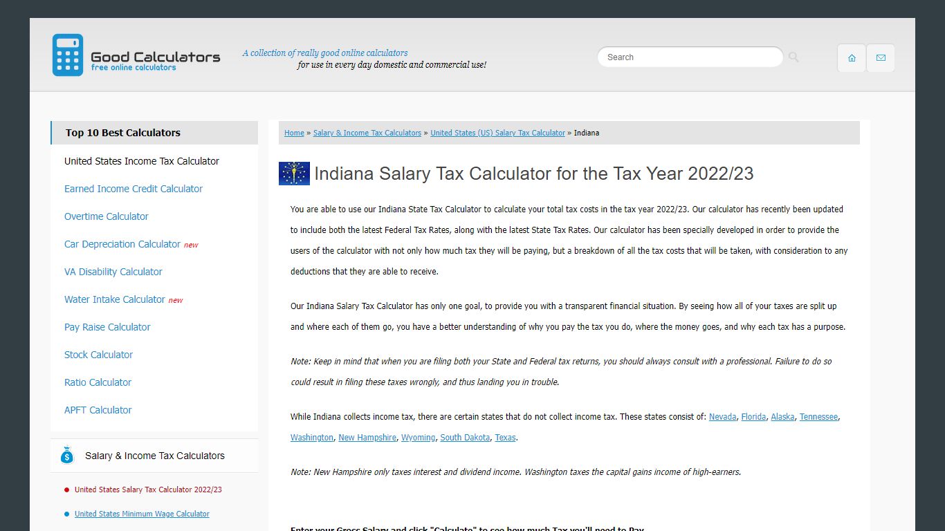 Indiana State Tax Calculator - Good Calculators