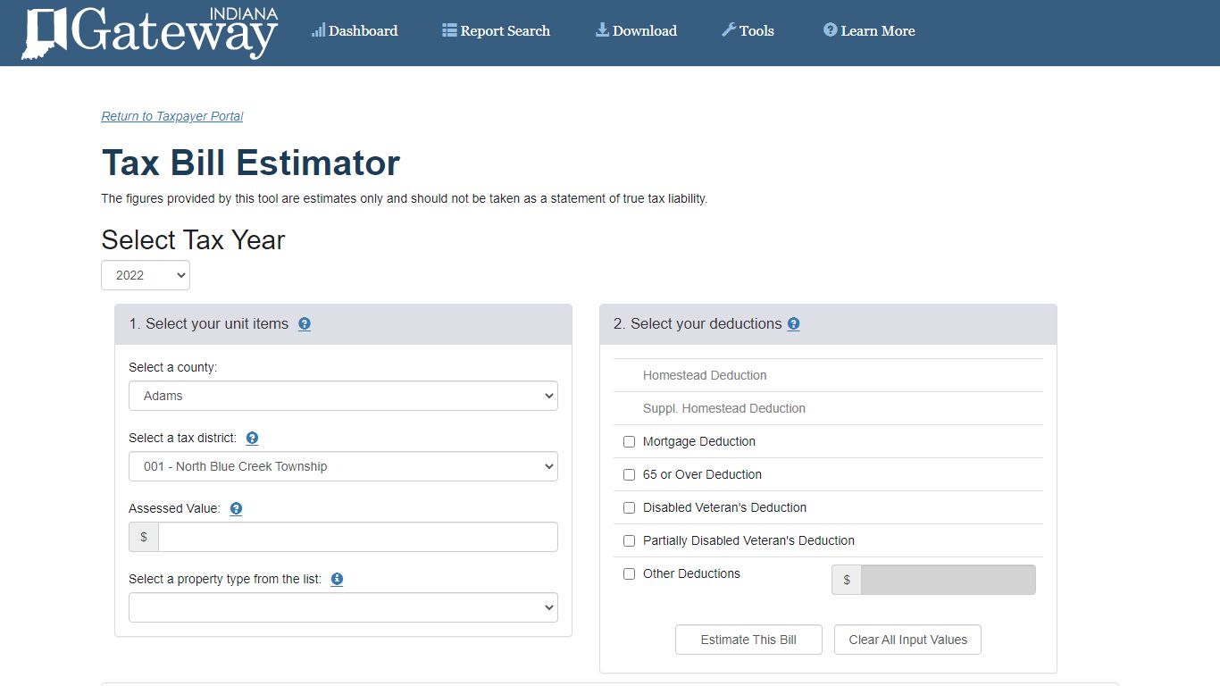 Tax Bill Calculator: Gateway